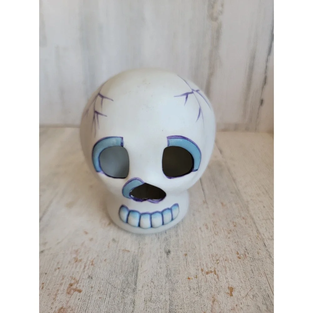 Vintage amscan skull porcelain tea light Halloween cover candle home decor